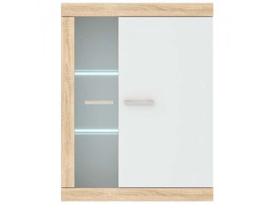 Витрина навесная ВНС-800 Соната Дуб Сонома - Белый глянец