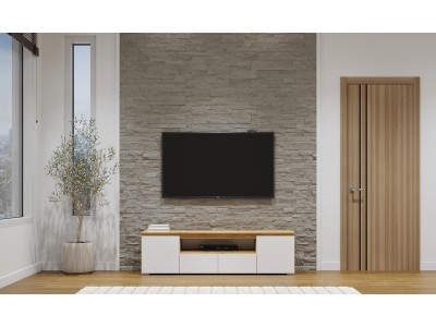 Тумба 1800 2С2Я Гретта Дуб Крафт золотой – Белый