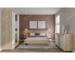 Спальня Соната композиция №2 Сонома/Белый глянец