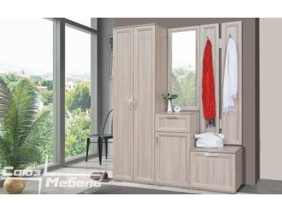 Прихожая модульная Корвет ЛЮКС ясень шимо светлый компоновка 1