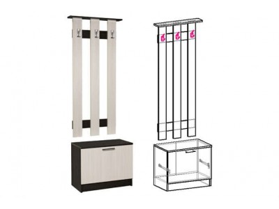 Прихожая Машенька - Вешалка с тумбой малая Прихожая Машенька - Вешалка с тумбой малая