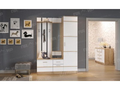 Прихожая модульная Сакура белый глянец компоновка 1