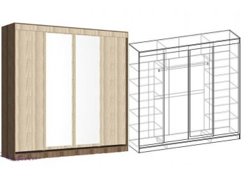 Светлана Шкаф-купе 4-х створчатый с 2 зеркалами