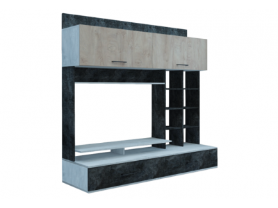 Центральная секция Клио бетон светлый/дуб эндгрейд/цемент темный