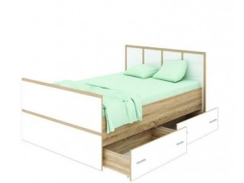Кровать КР900 с ящиками Сакура белый глянец