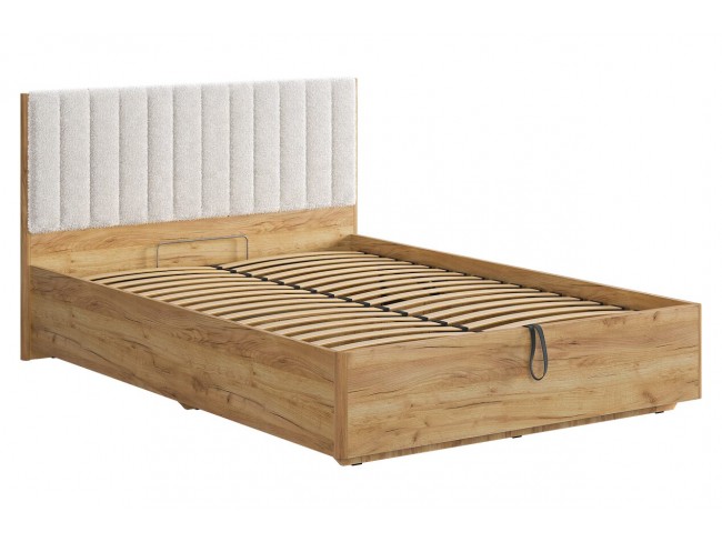 Кровать с подъемным механизмом Юлия 140х200 см (дуб крафт золотой/белый (плюш))