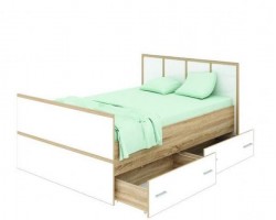 Кровать КР1400 с ящиками Сакура белый глянец