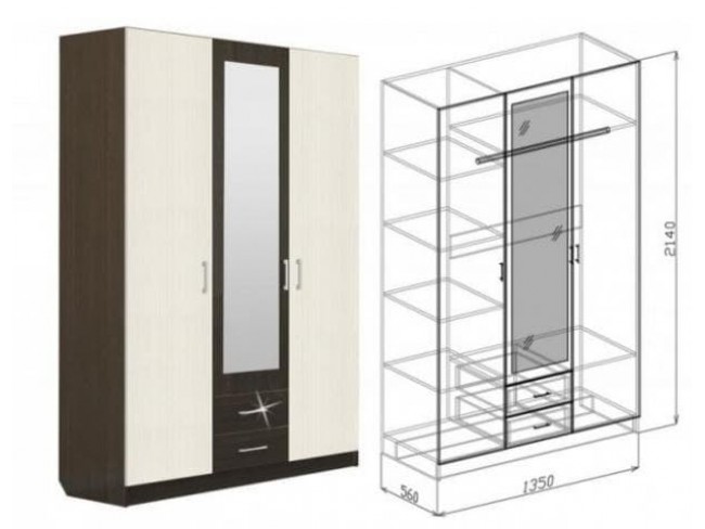 Шкаф 3-дверный Токио