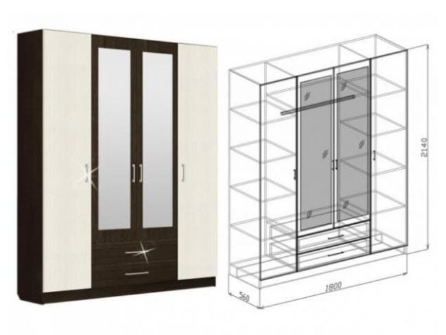 Шкаф 4-дверный Токио