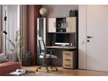 Стол компьютерный Лайт К3 графит/дуб крафт золотой