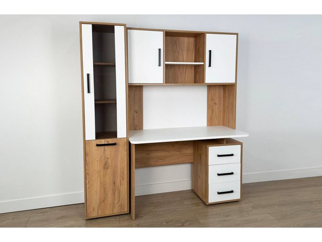 Стол компьютерный Лайт К3 белый/дуб крафт золотой