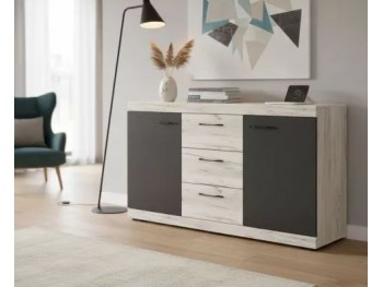 Комод Соната КС-1500 Дуб Крафт белый/Антрацит