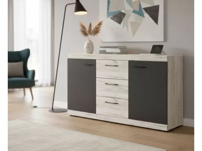 Комод Соната КС-1500 Дуб Крафт белый/Антрацит
