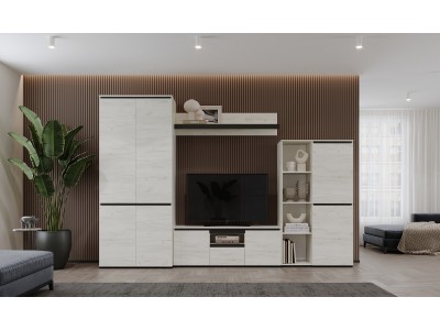 Гостиная Гретта №2 Дуб Крафт белый - Антрацит Гостиная Гретта №2 Дуб Крафт белый - Антрацит