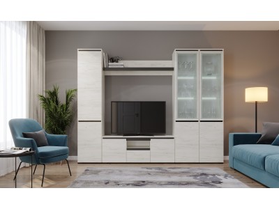 Гостиная Гретта №1 Дуб Крафт белый - Антрацит Гостиная Гретта №1 Дуб Крафт белый - Антрацит