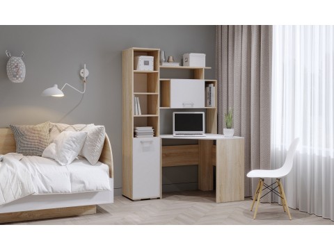 Модульный компьютерный стол ПКС-8 белый глянец