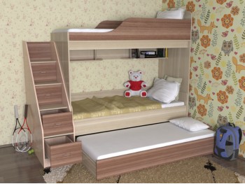 Двухъярусная кровать Дуэт-17 с дополнительным спальным местом