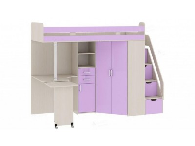 Кровать чердак Карамель 77-03 (белый/фиолетовый)
