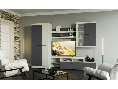 Гостиная Соната композиция №1 Дуб Крафт белый/Антрацит Гостиная Соната композиция №1 Дуб Крафт белый/Антрацит