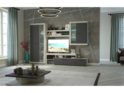 Гостиная Соната композиция №3 Дуб Крафт белый/Антрацит Гостиная Соната композиция №3 Дуб Крафт белый/Антрацит