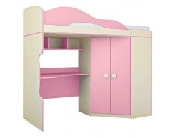Кровать-чердак со шкафом Радуга