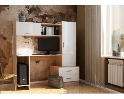 Письменно-компьютерный стол ПКС-7 белый глянец