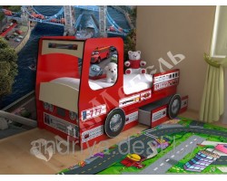 Кровать Пожарная машина с двумя ящиками 1900