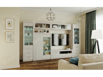 Гостиная модульная Октава Анкор светлый компоновка №14 Гостиная модульная Октава Анкор светлый компоновка №14