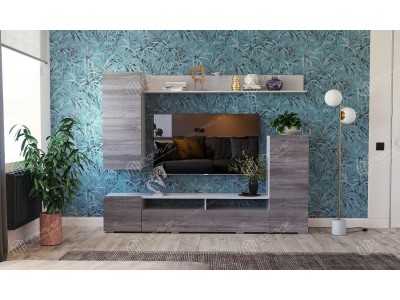 Гостиная Мия Ясень Анкор Светлый - Дуб Клабхаус серый