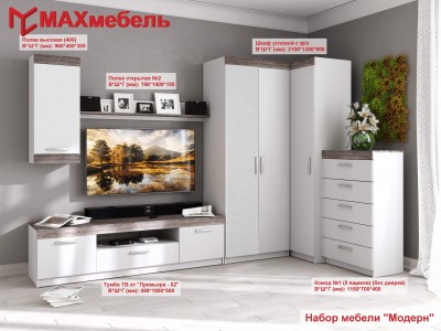 Гостиная Модерн угловая компоновка №1