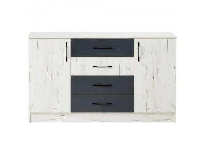 Комод К1400 Беатрис Дуб Крафт белый – Антрацит