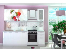 Кухня с фотопечатью Клубника со сливками 1,8м