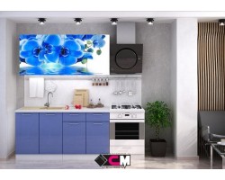 Кухня с фотопечатью Голубая орхидея 1,6 м