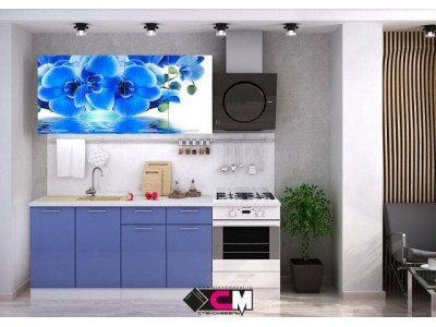 Кухня с фотопечатью Голубая орхидея 1,6 м