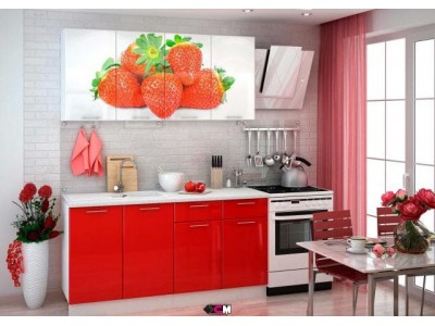 Кухня с фотопечатью Клубника 1,6 м