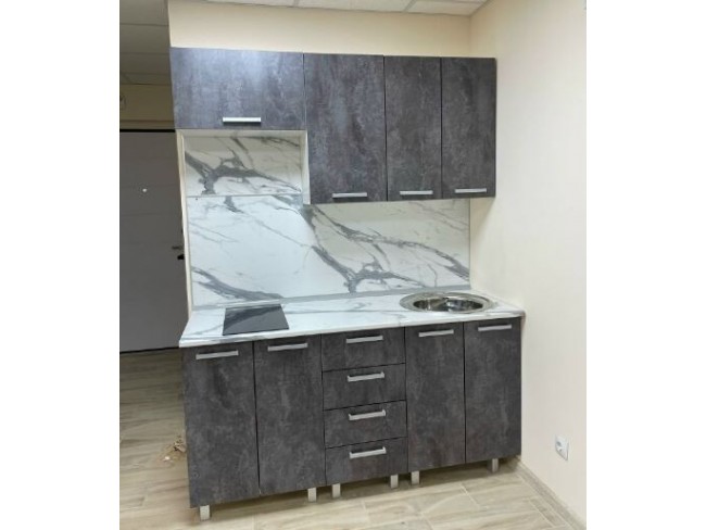 Кухня модульная 1,6 метра Макс ЛДСП бетон темный компоновка 2