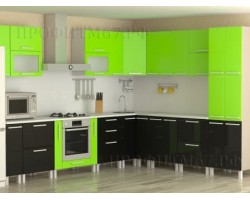 Кухня МДФ Лайм чёрный глянец