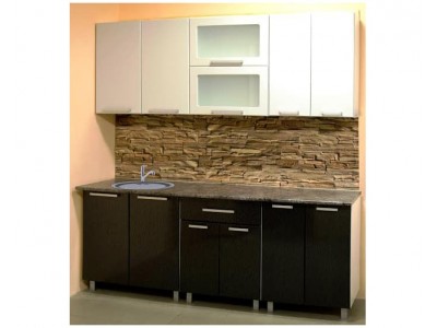 Кухня МДФ 1.8 белый дождь/чёрный дождь