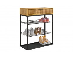 Обувница Вельвет (дуб крафт золотой/акация светлая/черный муар)