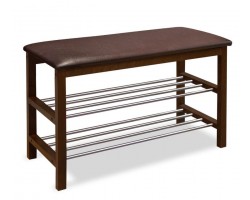 Банкетка SR-0628 (дерево/кожзам-темный орех/коричневый к/з) Sheffilton