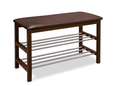 Банкетка SR-0628 (дерево/кожзам-темный орех/коричневый к/з) Sheffilton