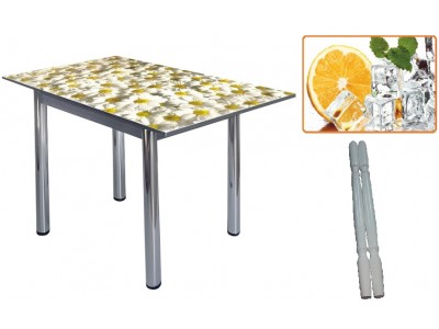 Стол обеденный 832-П (Апельсин (ЧС-24) / ноги Белый) фото печать