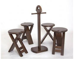 Комплект табуретов "Оливия" (стойка + 4 табурета) Темный Орех