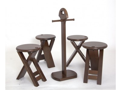 Комплект табуретов "Оливия" (стойка + 4 табурета) Темный Орех