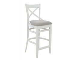 Стул полубарный "Соло" венский (Тон 9 Эмаль белая / ткань:Вивальди 06)