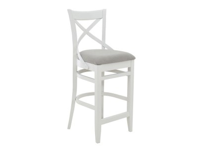 Стул полубарный "Соло" венский (Тон 9 Эмаль белая / ткань:Вивальди 06)