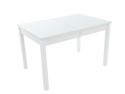 Стол "Токио-2" раздвижной стекло Белый/ЛДСП Белый/Каркас белый Муар/ноги №3 Тон 9 Белый)