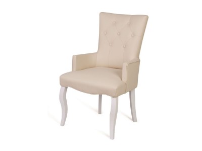 Кресло Виктория (эмаль белая / кожзам 4 кремовый)