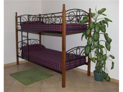 Двухъярусная кровать Арзу - DD (металл-черный/дерево- т.орех)