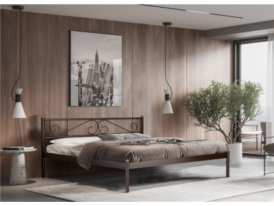 Кровать Шарм (180х200/мет. основание) Коричневый бархат